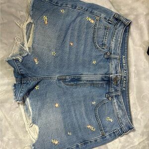 American Eagle Outfitters Light Blue Floral Jean Shorts